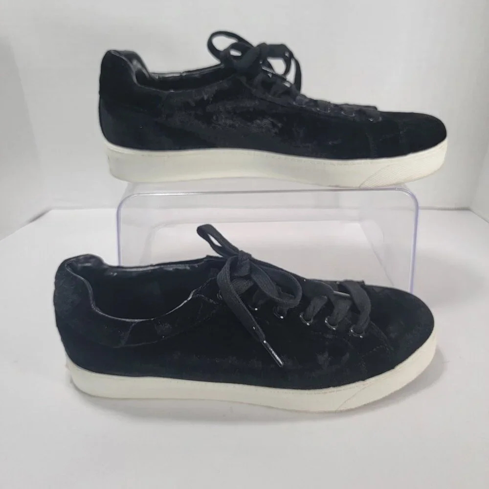 Womens Sam Edelman Circus Crushed Velvet‎ Sneakers 9 Black Casual Low Top Shoes